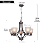 VINLUZ 5 Light Shaded Contemporary Chandeliers with Alabaster Glass Oil Rubbed Bronze Modern Light Fixtures Ceiling Hanging Rustic Pendant Lighting for Dining Room Foyer Bedroom Living Room
