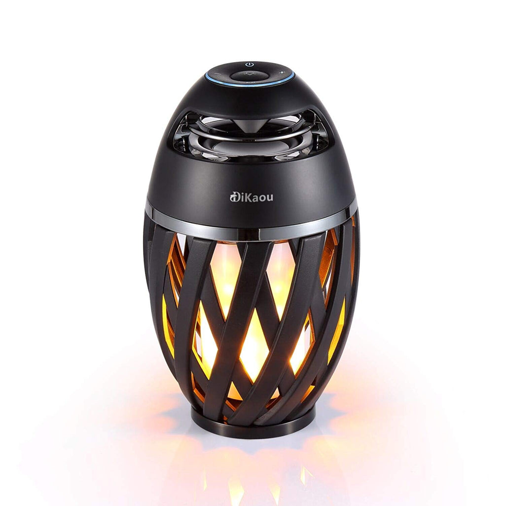 DIKAOU Led flame table lamp, Torch atmosphere Bluetooth speakers&Outdoor Portable Stereo Speaker with HD Audio and Enhanced Bass,LED flickers warm yellow lights BT4.2 for iPhone/iPad /Android