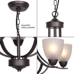 VINLUZ 5 Light Shaded Contemporary Chandeliers with Alabaster Glass Oil Rubbed Bronze Modern Light Fixtures Ceiling Hanging Rustic Pendant Lighting for Dining Room Foyer Bedroom Living Room