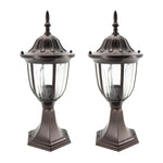 IN HOME 1-Light Outdoor Garden Post Lantern L03 Lighting Fixture, Traditional Post Lamp Patio with One E26 Base, Water-Proof, Bronze Cast Aluminum Housing, Clear Glass Panels, (2 Pack) ETL Listed