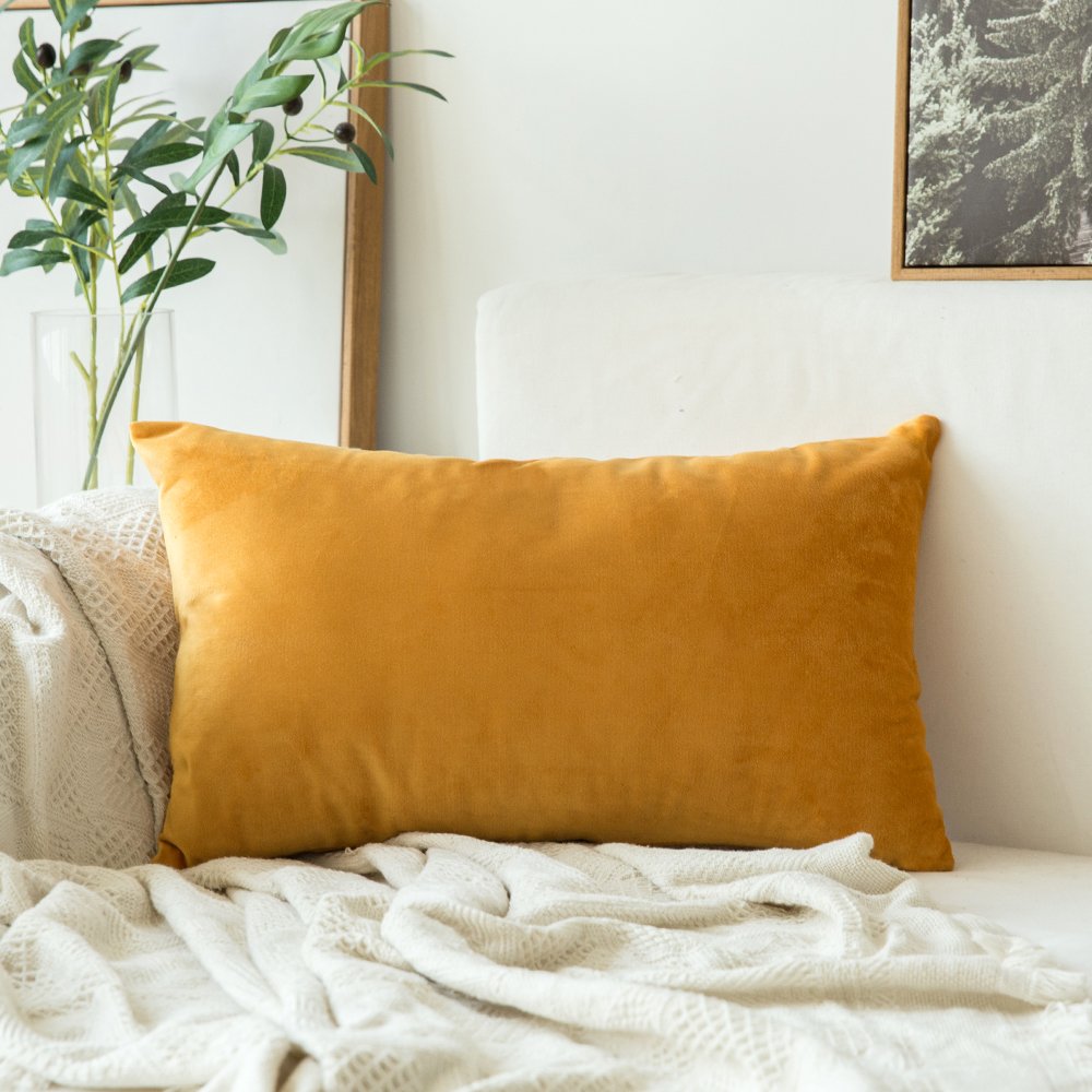 MIULEE Velvet Soft Soild Decorative Square Throw Pillow Covers Cushion Case for Sofa Bedroom Car 12 x 20 Inch 30 x 50 cm