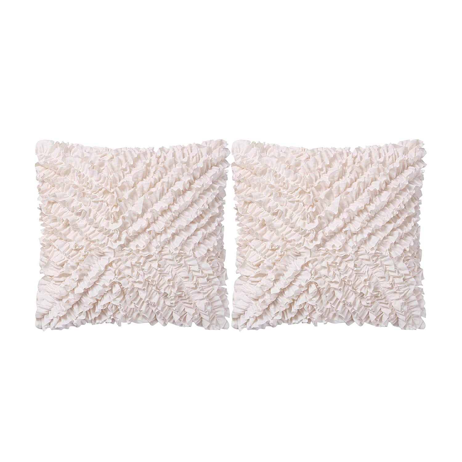 MoMA Decorative Throw Pillow Covers (Set of 2) - Pillow Cover Cushion Cover - Off White Cream Throw Pillow Cover - Decorative Sofa Throw Pillow Cover - Square Decorative Pillowcase - Cream - 18" x 18"