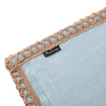 Phantoscope Pack of 2 Farmhouse Burlap Linen Trimmed Tailored Edges Throw Pillow Case Cushion Covers Light Turquoise 18" x 18" 45 x 45 cm