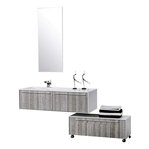 Aquamoon Star 53 High Gloss Ashwood Modern Bathroom Vanity with Mirror and Floor Mount Cabinet