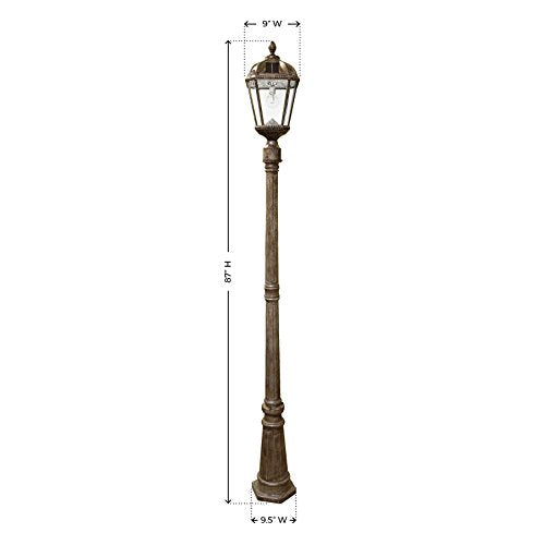 Gama Sonic GS-98B-S-WB Royal Bulb Lamp Post Outdoor Solar Light Fixture and Pole, Single, Weathered Bronze