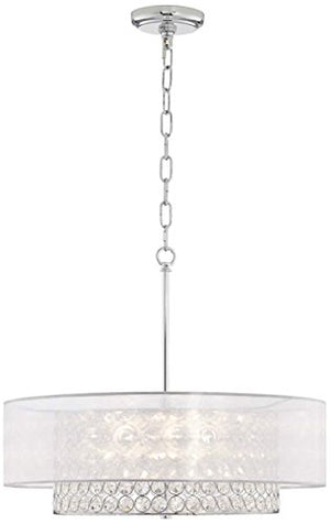 Saint Mossi Chrome K9 Crystal Raindrop Chandelier Lighting Flush Mount LED Ceiling Light Fixture Pendant Lamp for Dining Room Bathroom Bedroom Livingroom 4G9 Bulbs Required H6" W20"