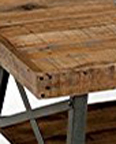 Emerald Home Chandler Rustic Industrial Solid Wood and Steel Coffee Table with Open Shelf