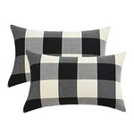 Set of 2 Farmhouse Decorative Throw Pillow Covers Buffalo Check Black and White Lumbar Pillow Covers 12 x 20 Inches