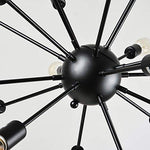 mirrea Vintage Metal Large Dimmable Sputnik Chandelier with 18 Lights, Black Painted