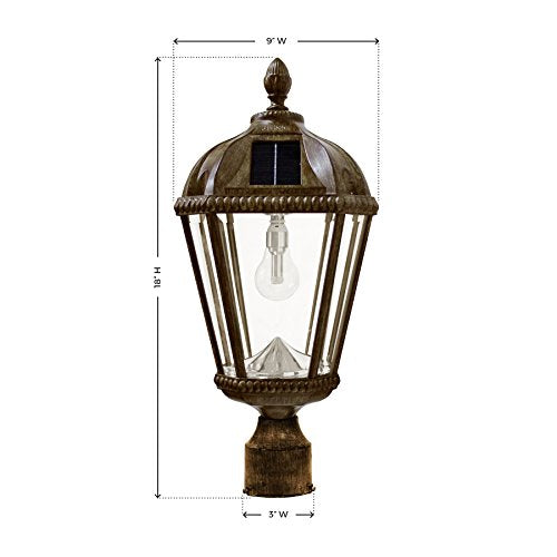 Gama Sonic GS-98B-S-WB Royal Bulb Lamp Post Outdoor Solar Light Fixture and Pole, Single, Weathered Bronze