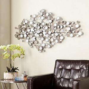 Olivia Antique Silver Finish Metal Mirrored Wall Sculpture