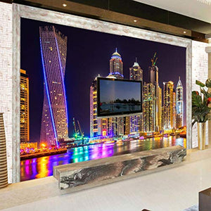 3D Murals Decorations Wallpaper Wall Stickers Dubai Night View City Building Home Decor Living Room Background Art Girls Bedroom (W)400X(H)280Cm