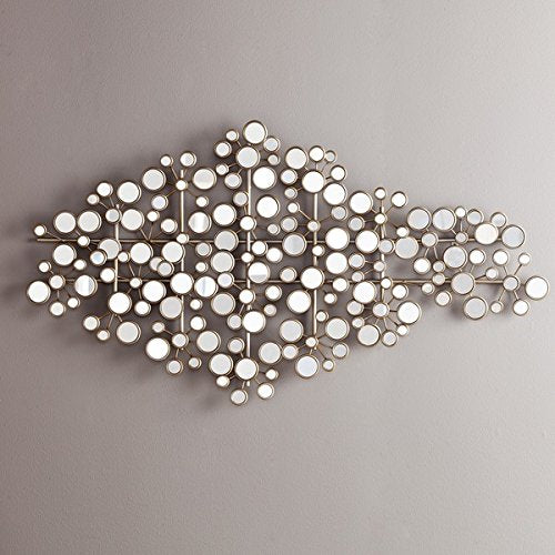 Olivia Antique Silver Finish Metal Mirrored Wall Sculpture