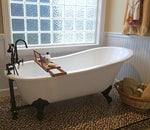 61" Cast Iron Slipper Tub with 7" Faucet hole Drillings & Oil Rubbed Bronze Feet-"Chariton"
