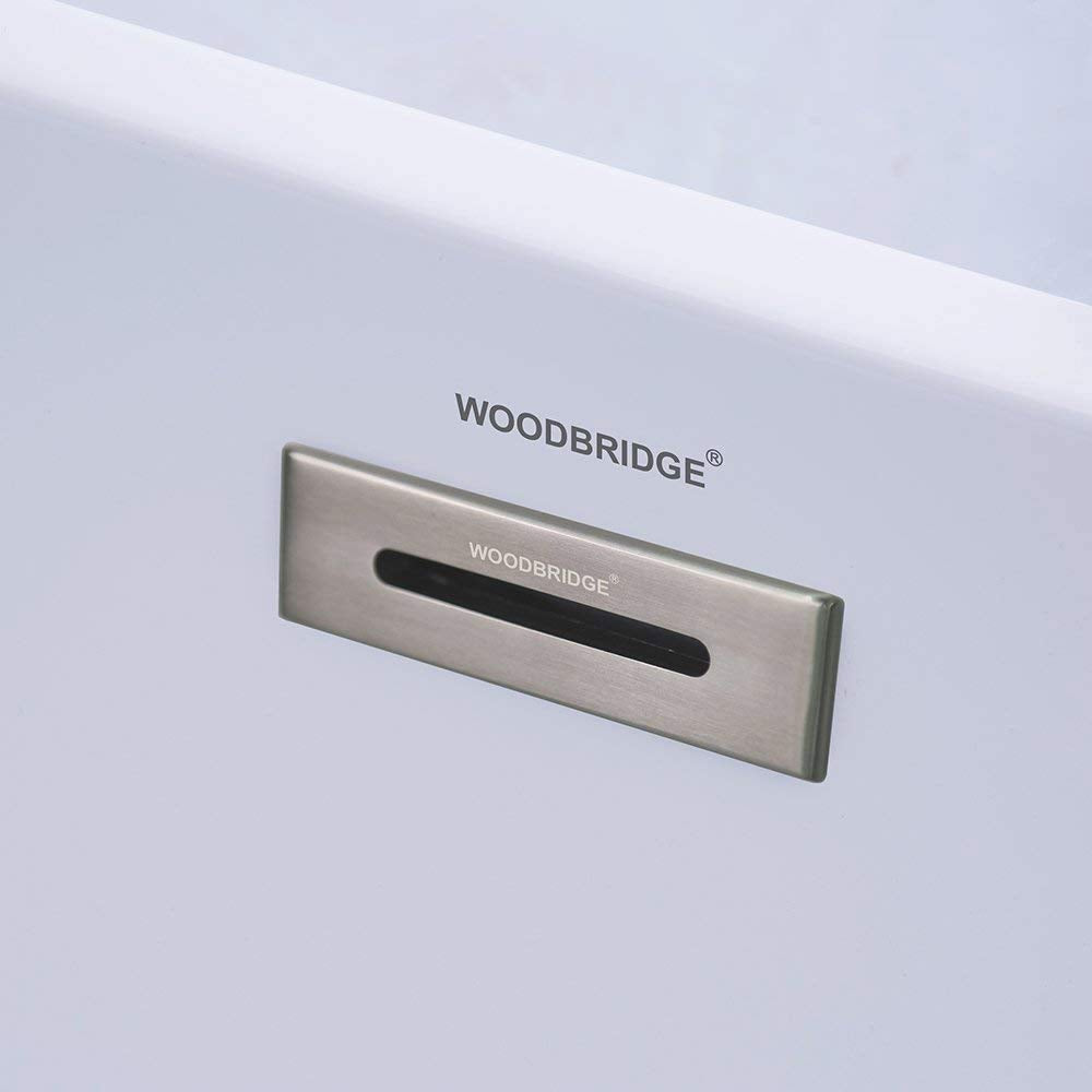 Woodbridge B-0010 67"X32" Acrylic Freestanding Bathtub Tub with Brushed Nickel Overflow and Drain, B-0010/BTA1515 White, 67"