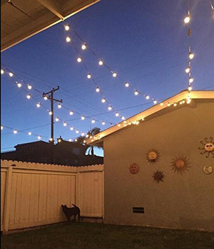 50Ft G40 Globe String Lights with 50 Clear Bulbs for Indoor/Outdoor Commercial Decor, Outdoor String Lights Perfect for Patio Backyard Porch Garden Pergola Market Cafe Bbq Umbrella Tents Decks, Black