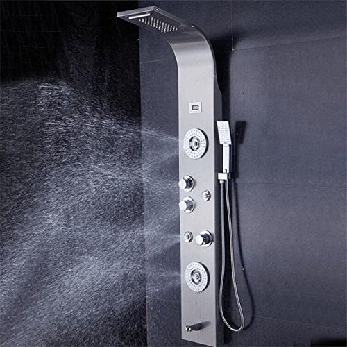 Gyps Faucet Basin Mixer Tap Waterfall Faucet Led thermostatic Shower Panel stainless steel shower Kit Multi-function shower faucet body，Modern BathMixer Tap Bathroom Tub LeverFaucet