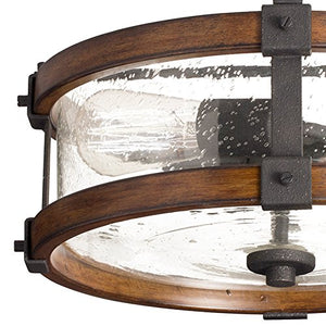 Kichler 38171 Distressed Wood Semi Flush Mount Light, 3, Black