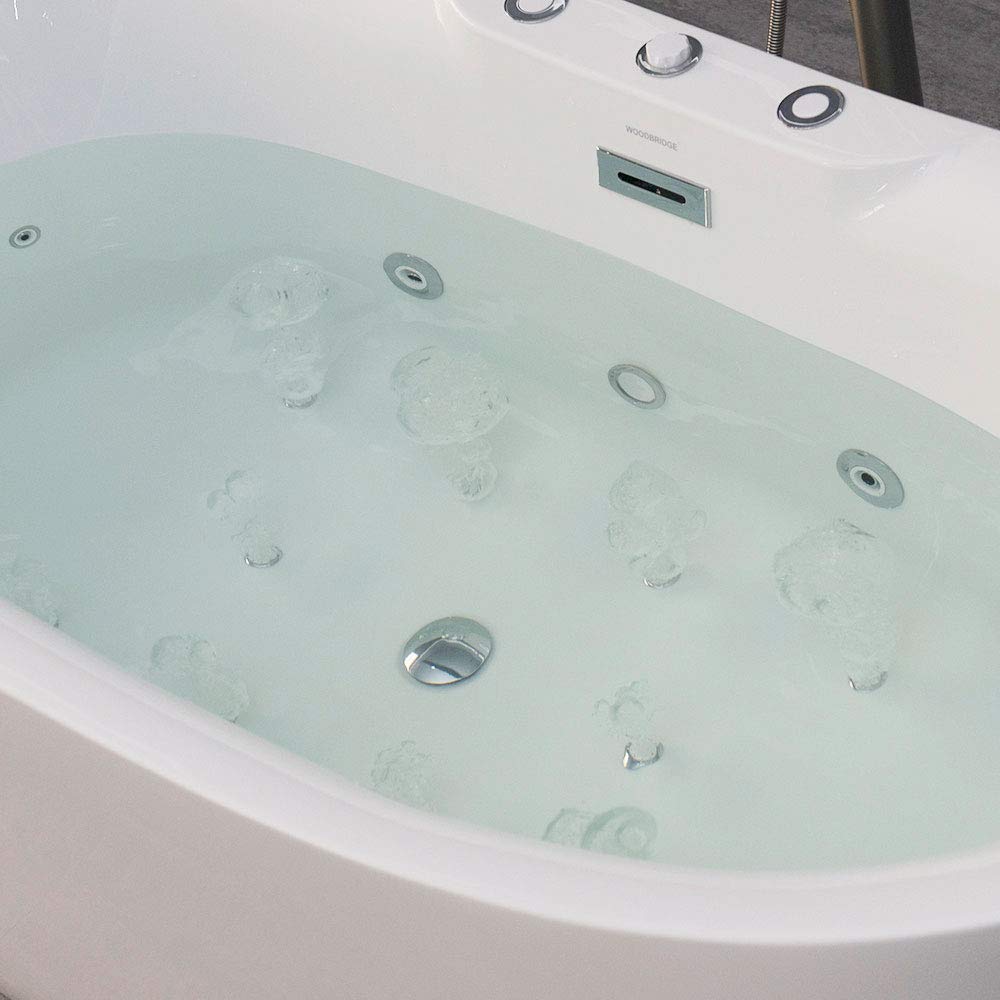 WOODBRIDGE B-0034/BTS1611 71" x 31.5" Whirlpool Water Jetted and Air Bubble Freestanding Bathtub, B-0034 / BTS1611, Whirlpool & Air Tub, White