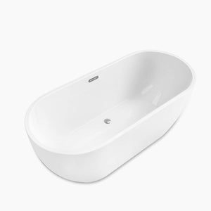 FerdY 67'' Acrylic Freestanding bathtub, White Modern Stand Alone bathtub Soaking Bathtub, Easy to Install, cUPC Certified, Drain & Overflow Assembly Included