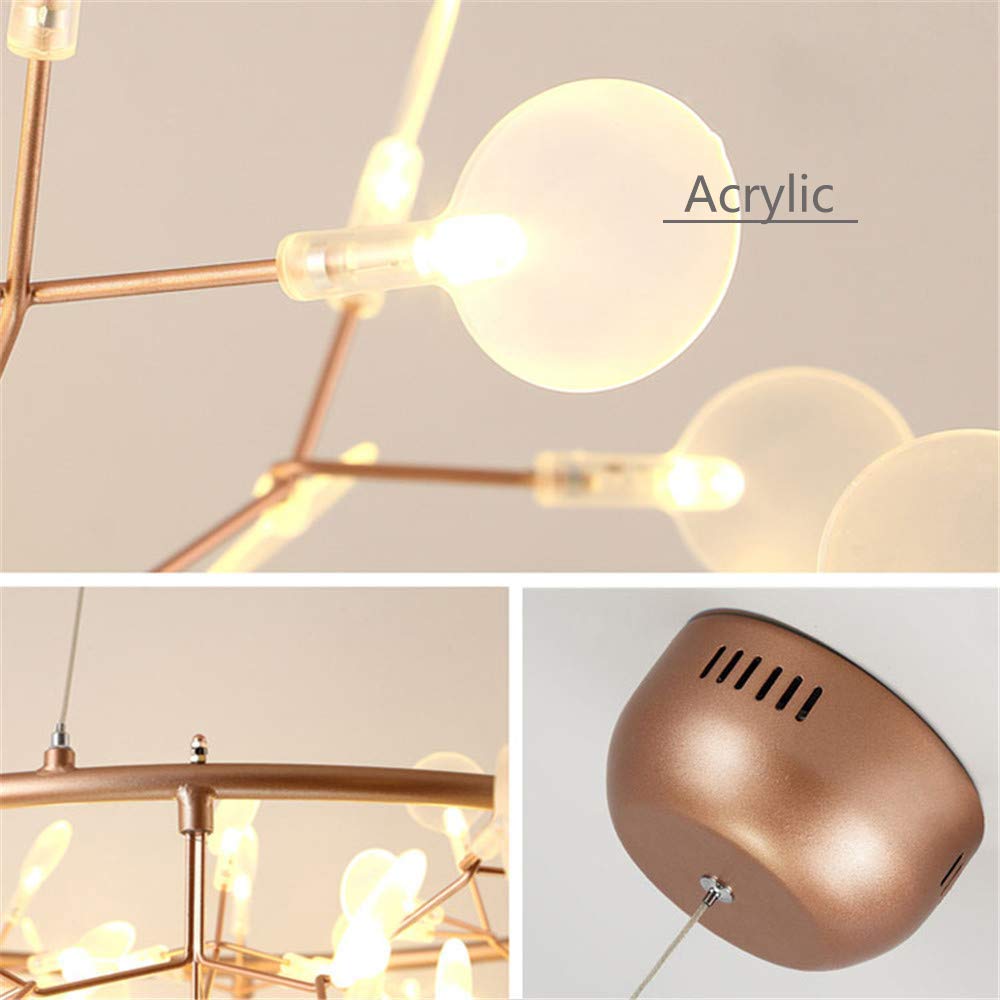 NIUYAO Sputnik Firefly Chandelier Led Pendant Lighting Ceiling Light Fixture Hanging Lamp with 45-Light (Rose Gold)