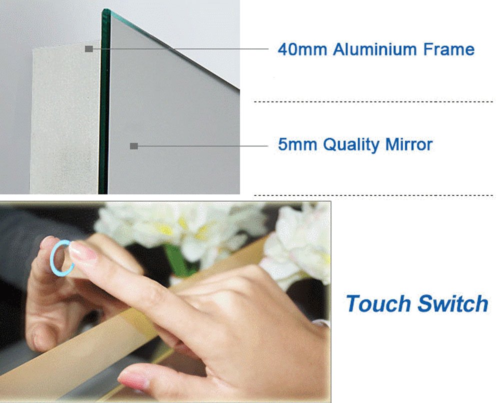 ZUI Space 70 x 32 in Horizontal LED Lighted Modern Make Up Bathroom Mirror with Touch Button (Z03-A)