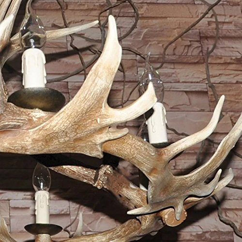 EFFORTINC Antlers vintage Style resin 4 light chandeliers, American rural countryside antler chandeliers,Living room,Bar,Cafe, Dining room deer horn chandeliers