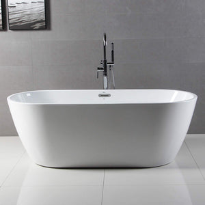 FerdY 67'' Acrylic Freestanding bathtub, White Modern Stand Alone bathtub Soaking Bathtub, Easy to Install, cUPC Certified, Drain & Overflow Assembly Included