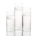 36 Eastland Cylinder Vases and 36 White 3" Richland Floating Candles
