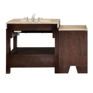 Silkroad Exclusive HYP-0218-T-56 Stone Top Single Sink Bathroom Vanity with Modern Furniture Cabinet, 56", Dark Wood