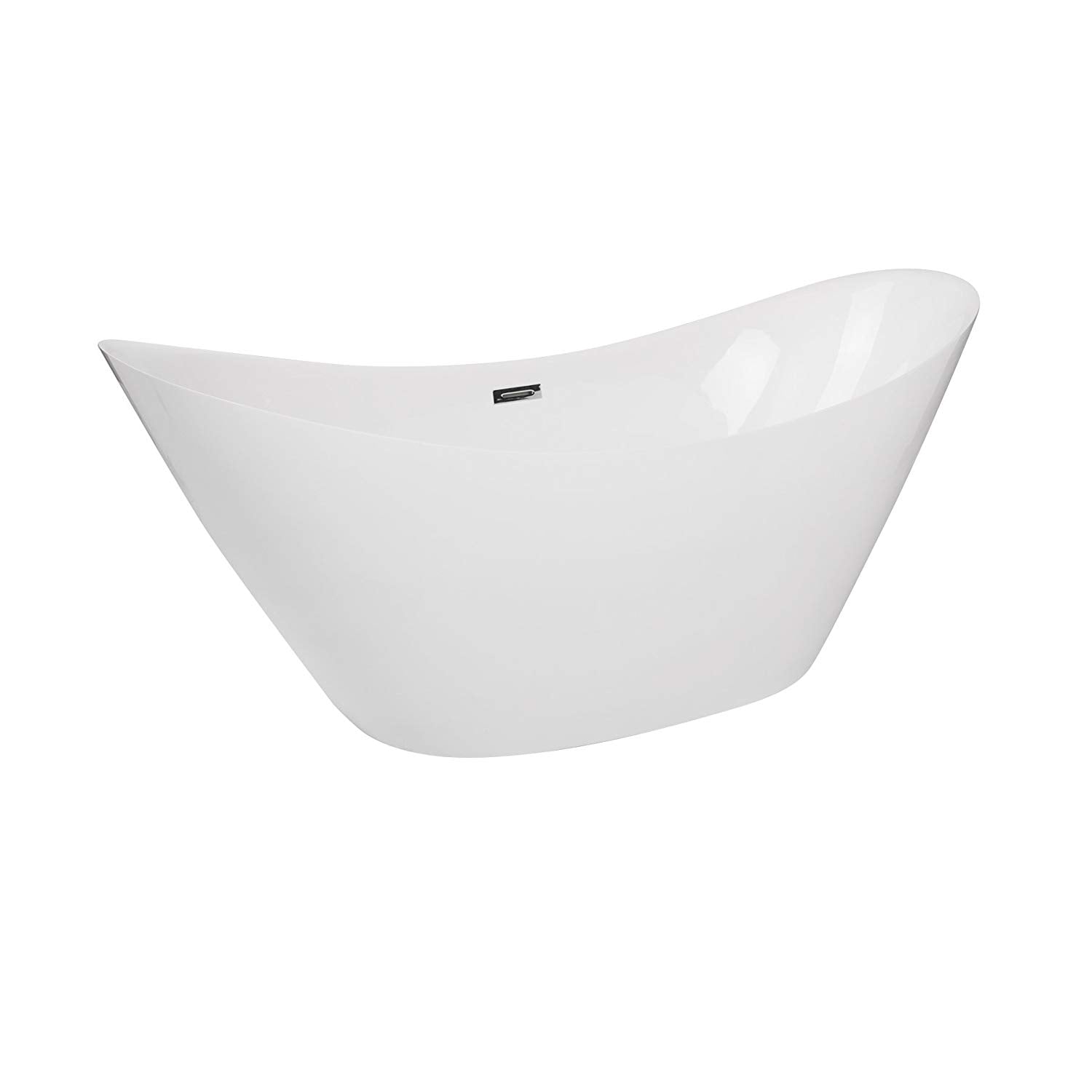MAYKKE Bel 67" Modern Oval Acrylic Bathtub Double Slipper Sloped Easy to Install Freestanding White Soaker Tubs for Bathroom, Shower cUPC certified, Drain & Overflow Assembly Included