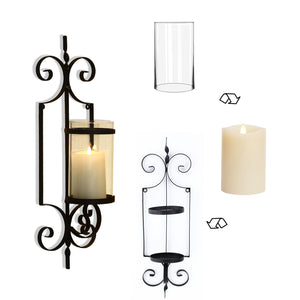 FrameArmy Cast Iron Vertical Wall Hanging Accents Candle Holder Sconce (Set of 2)