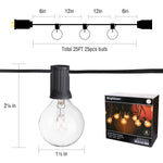 25Ft G40 Globe String Lights with Clear Bulbs,UL listed Backyard Patio Lights,Hanging Indoor/Outdoor String Lights for Bistro Pergola Deckyard Tents Market Cafe Gazebo Porch Letters Party Decor, Black