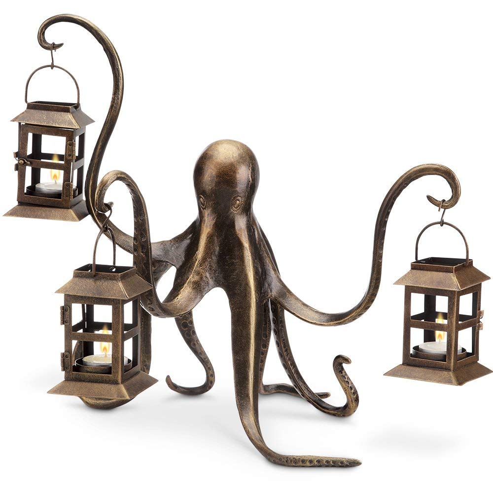Spi Home Octopus Lantern,Brown,13.5" x 18" x 15"