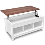 Tangkula Coffee Table Lift Top Wood Home Living Room Modern Lift Top Storage Coffee Table w/Hidden Compartment Lift Tabletop Furniture (White)