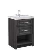 Runfine RF110012G Bathroom 24 Inch Vanity with Cultured Marble top and Basin, Modern Grey Finish