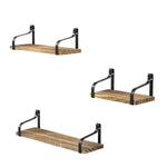 Love-KANKEI Floating Shelves Wall Mounted Set of 3, Rustic Wood Wall Storage Shelves for Bedroom, Living Room, Bathroom, Kitchen, Office and More Carbonized Black