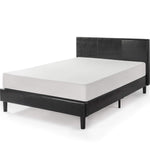 Zinus Faux Leather Upholstered Platform Bed with Wooden Slats, Queen