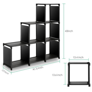 TomCare Cube Storage 6-Cube Closet Organizer Shelves Storage Cubes Organizer Cubby Bins Cabinets Bookcase Organizing Storage Shelves for Bedroom Living Room Office, Black