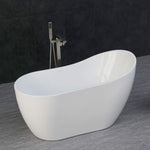 WOODBRIDGE 54" Acrylic Freestanding Bathtub Contemporary Soaking Tub with Brushed Nickel Overflow and Drain, B-0006 / BTA1507