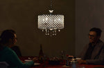 Kira Home Briolette 16" Large 4-Light Modern Crystal Chandelier, Drum Shade Ceiling Fixture, Chrome Finish