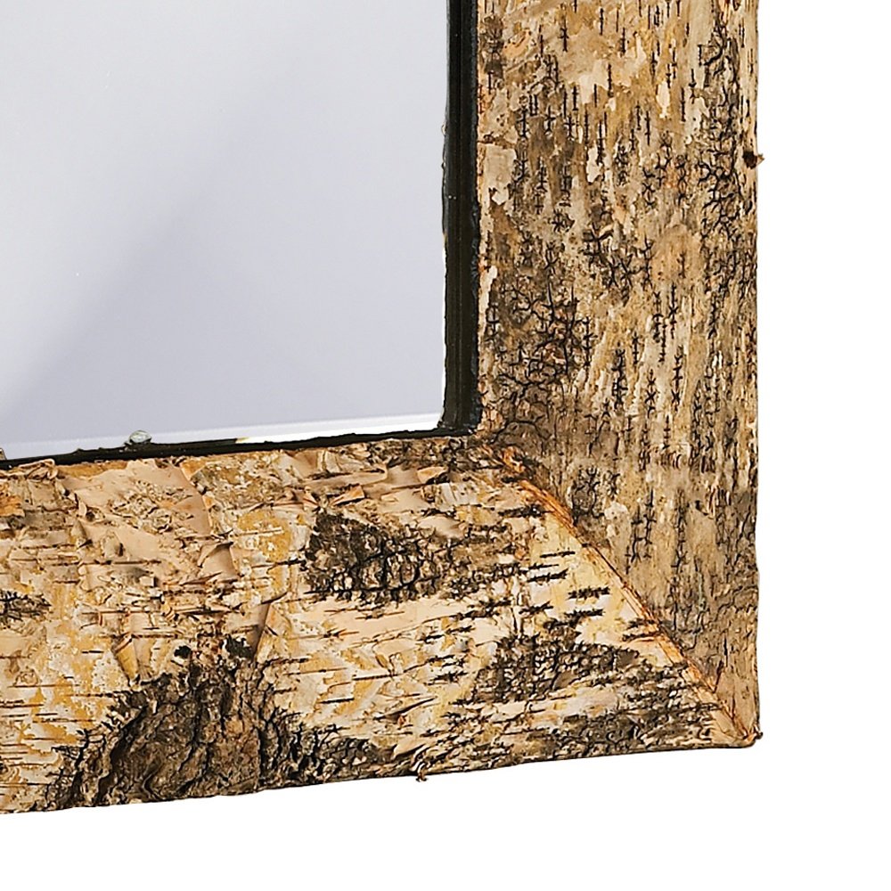 Howard Elliott Kawaga Mirror, Natural Birch Bark Frame, Rustic Lodge Decor