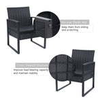 Flamaker 3 Pieces Patio Set Outdoor Wicker Patio Furniture Sets Modern Bistro Set Rattan Chair Conversation Sets with Coffee Table (Black)