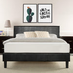 Zinus Faux Leather Upholstered Platform Bed with Wooden Slats, Queen