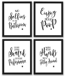 TheNameStore Bathroom Quotes and Sayings Art Prints | Set of Four Photos 8x10 Unframed | Great Gift for Bathroom Decor