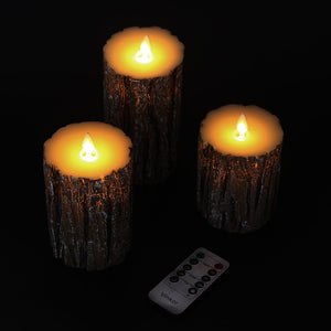 Vinkor Flameless Candles Flickering Candles Decorative Battery Flameless Candle Classic Real Wax Pillar with Dancing LED Flame & 10-Key Remote Control 2/4/6/8 Hours Timers (Birch Effect)