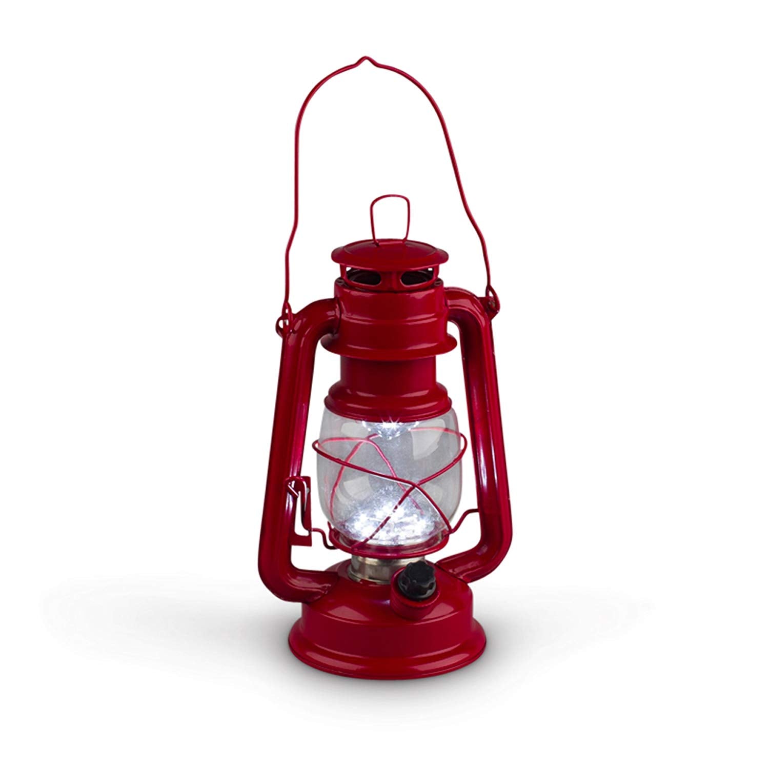 Gerson 9.5-Inch Red Metal 15 LED Hurricane Lantern with Dimmer Switch