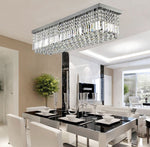 Siljoy Rectangular Raindrop Crystal Chandelier Lighting Modern Ceiling Lights Flush Mount Fixture L31.5" X W10" X H10"