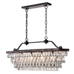 Edvivi 4-Light Antique Bronze Rectangular Linear Crystal Chandelier Dining Room Ceiling Fixture Light | Glam Lighting