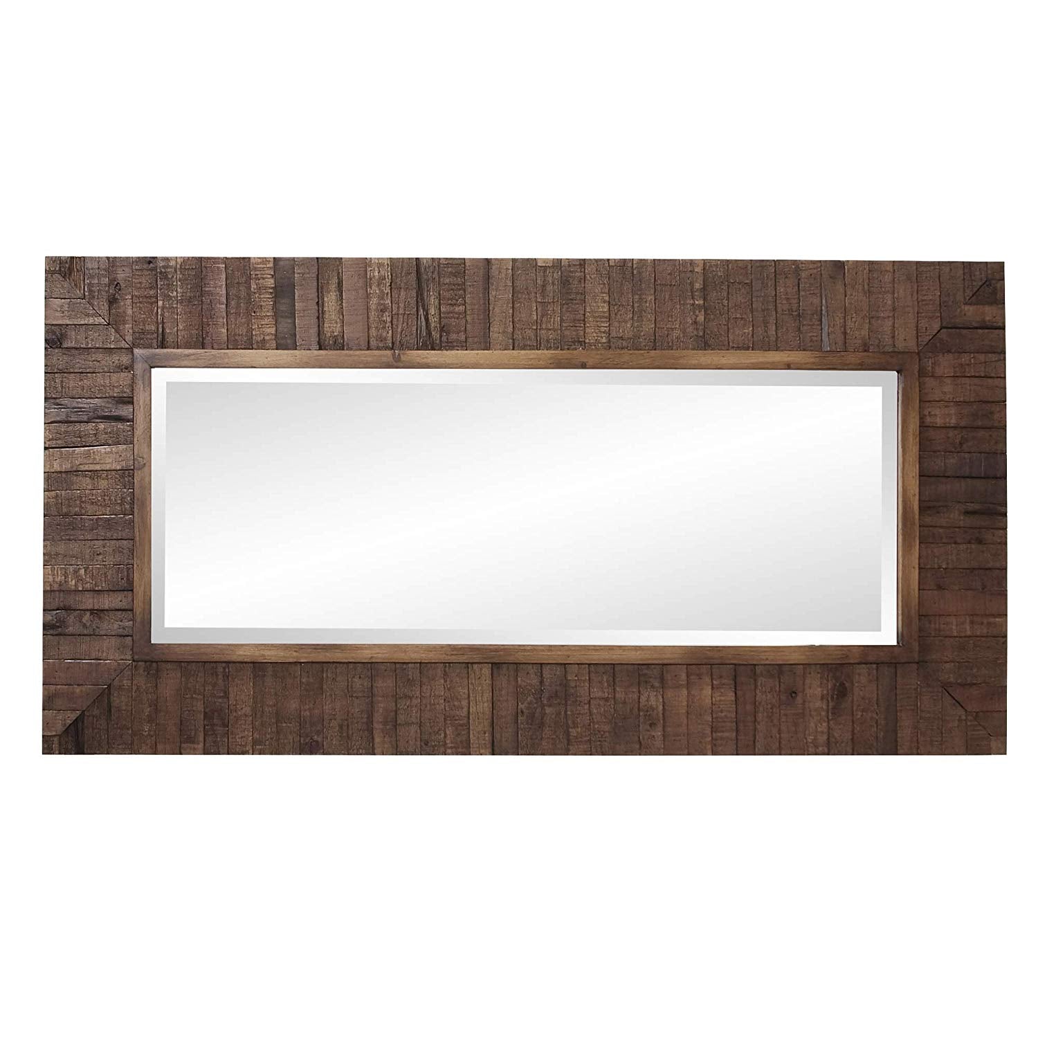Howard Elliot Timberlane Rustic Mirror, Walnut Finished Wood Frame Accent Mirror